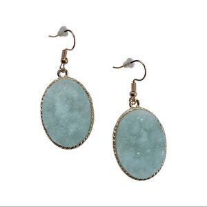 Light Mint/Sea Foam Green Druzy Stone Fishhook Earrings • NWT